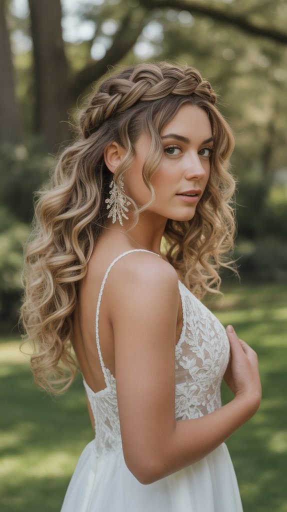 Braided Halo with Loose Curls