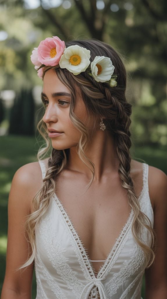 Braided Flower Crown Style