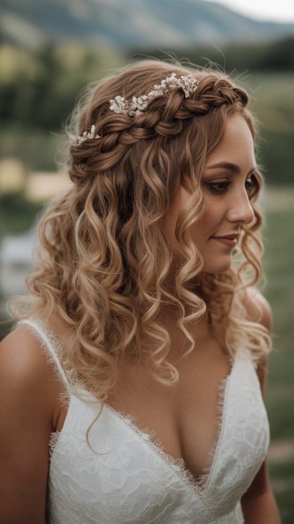  Crown Braid with Cascading Curls