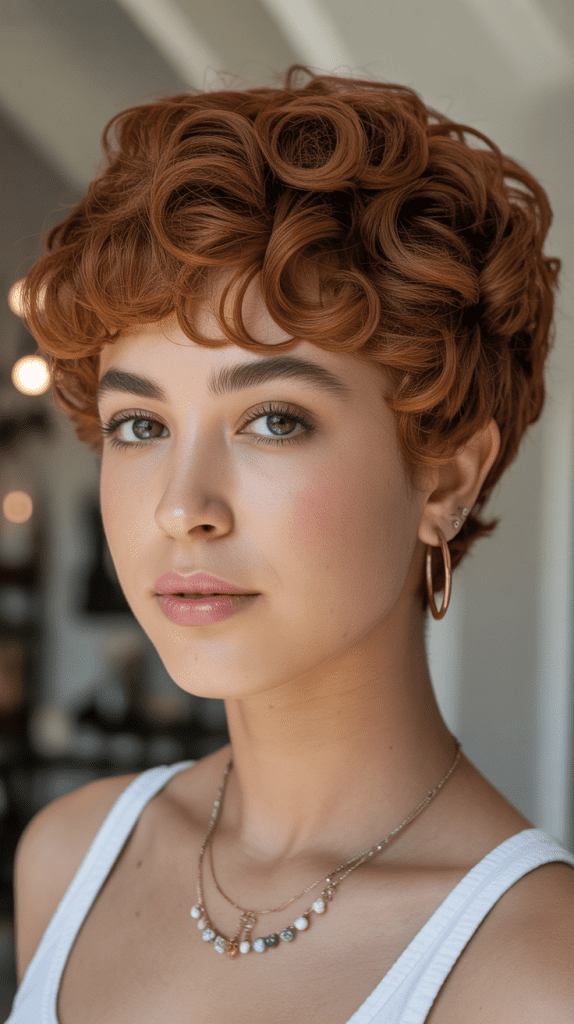 Curly Pixie with Defined Fringe