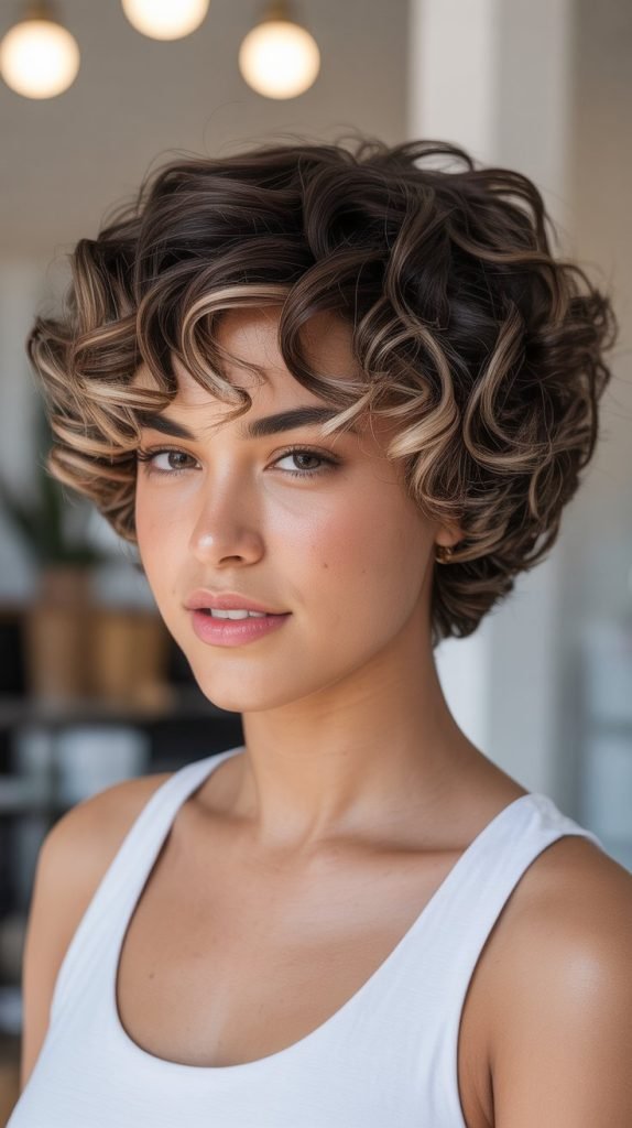 Chic Short Curly Hair Balayage Ideas - Big Impact, Less Length