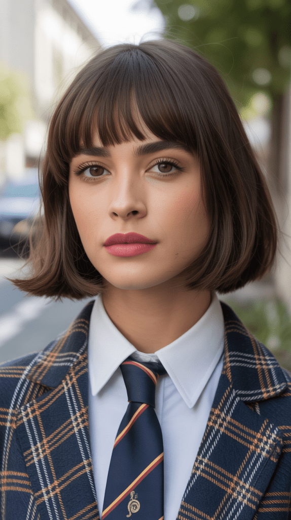 French Bob with Straight Across Bangs