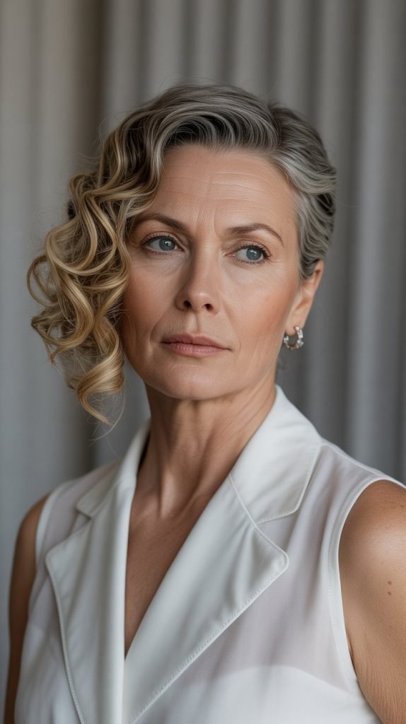 Curly Side Part Style