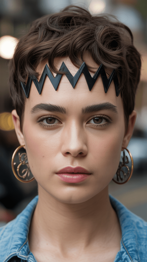 Wavy Pixie with Zigzag Bangs