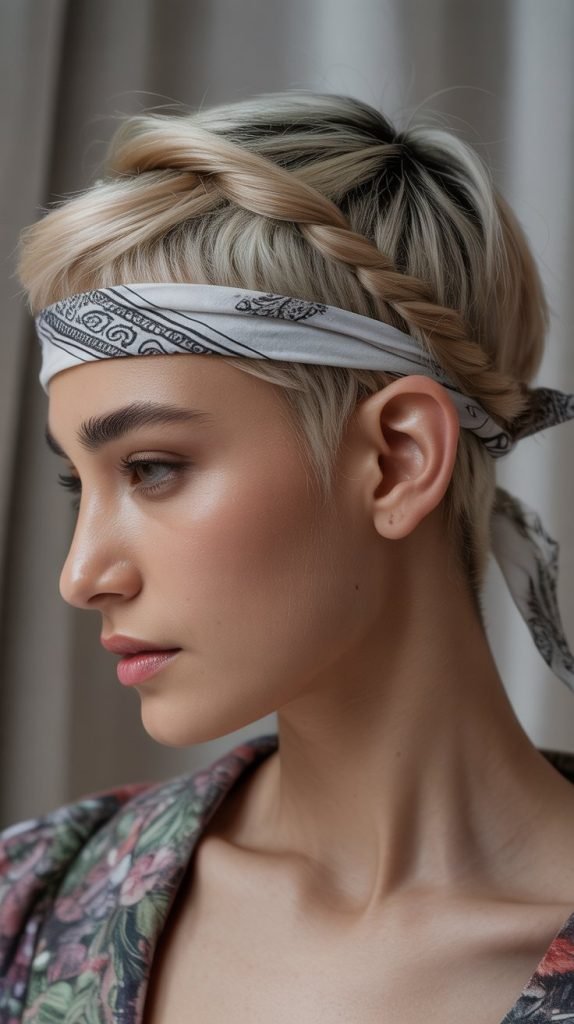 Twisted Crown Braid with Bandana