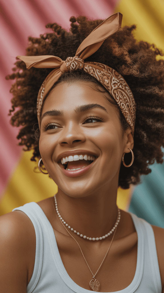  Afro Puff with Decorative Bandana