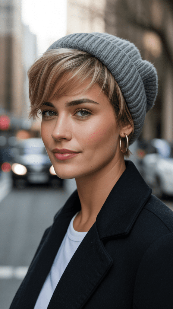 Textured Pixie with Swept Fringe