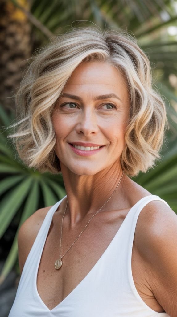 Textured Wavy Bob with Razored Ends