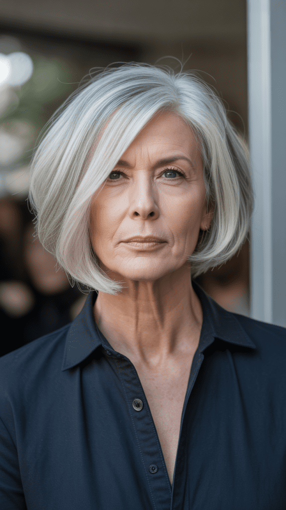 Asymmetrical Bob with Deep Side Part