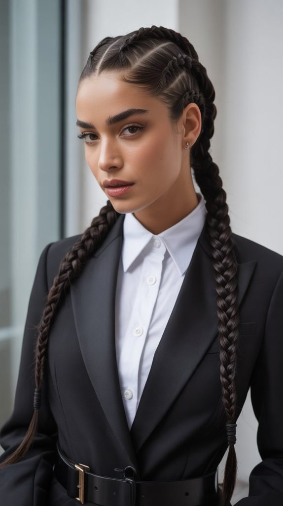 Jet Black Braided Ponytail