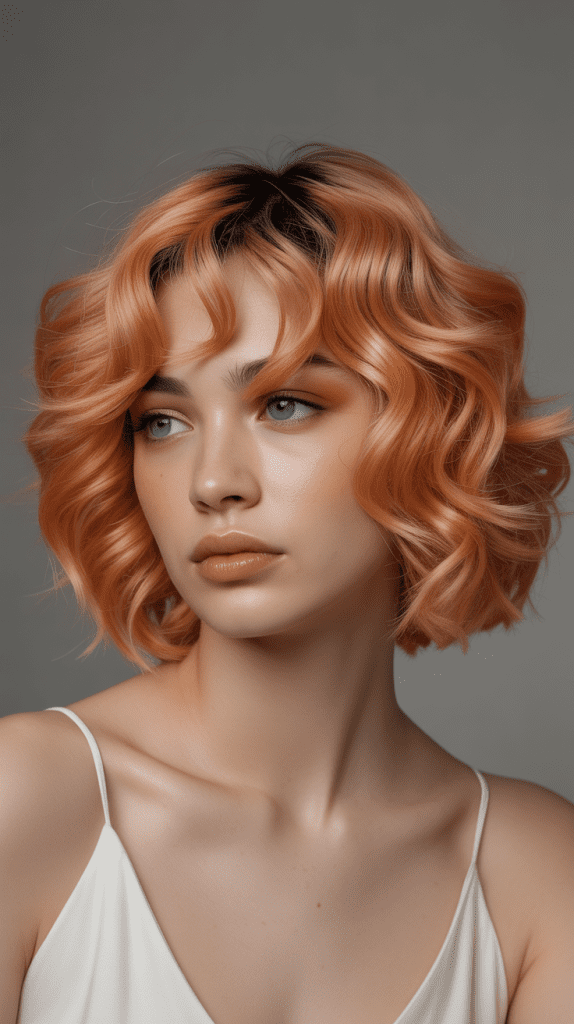 Copper Blonde Curly French Bob