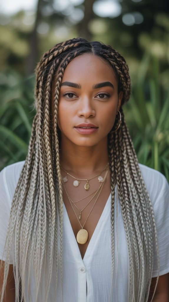 Boho Side Part Braids with Mixed Texture Elements