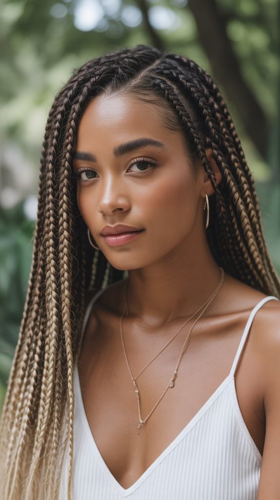  Boho Side Part Braids with Natural Root Texture