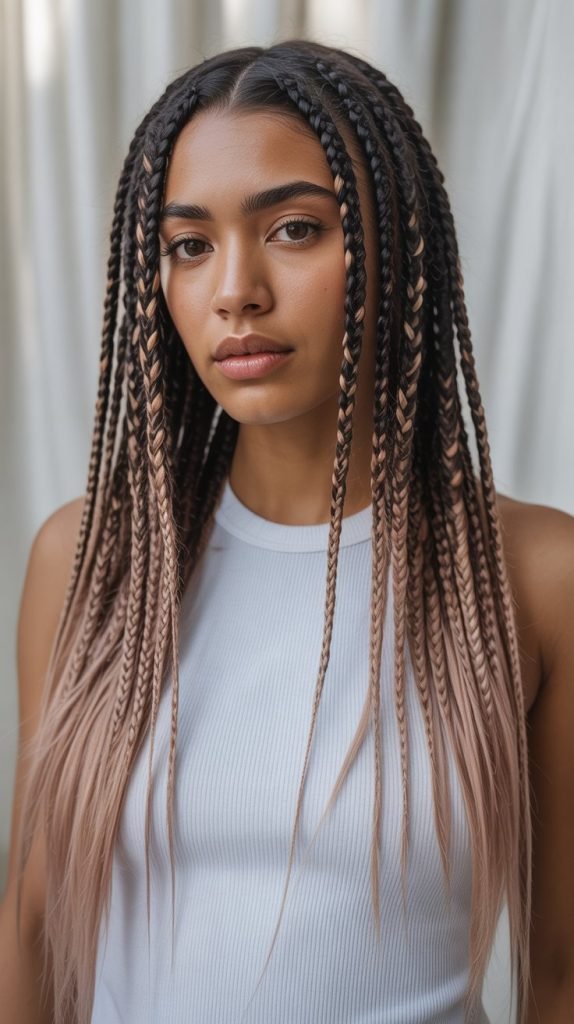 Boho Side Part Braids with Cascading Lengths