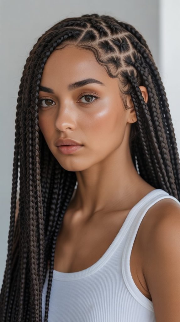 Micro Boho Side Part Braids with Natural Movement