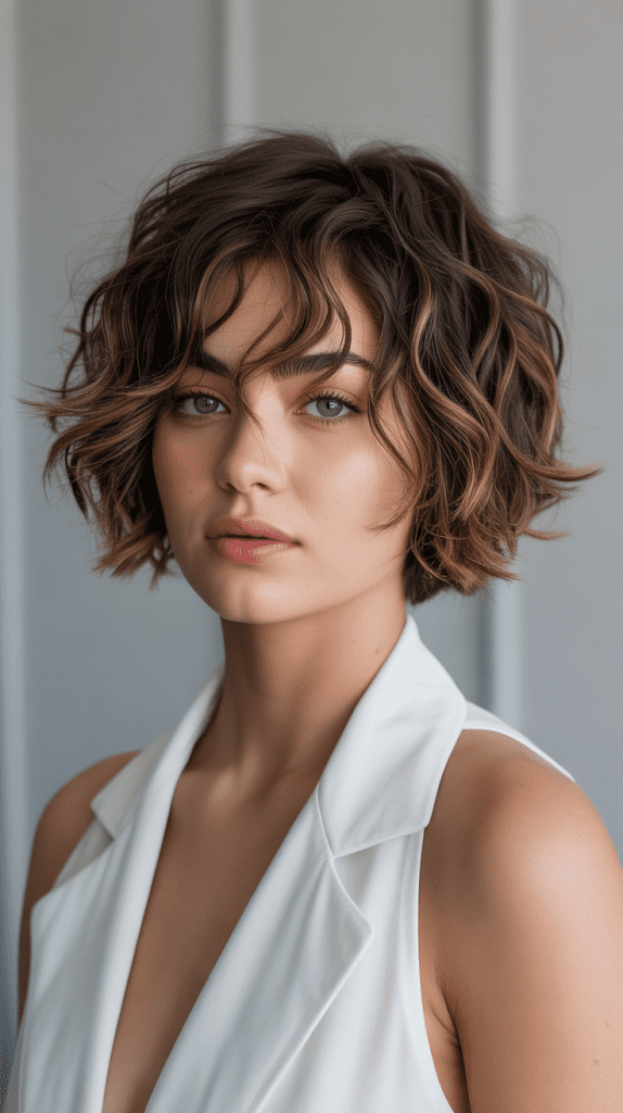 Wavy Pixie Bob with Choppy Fringe