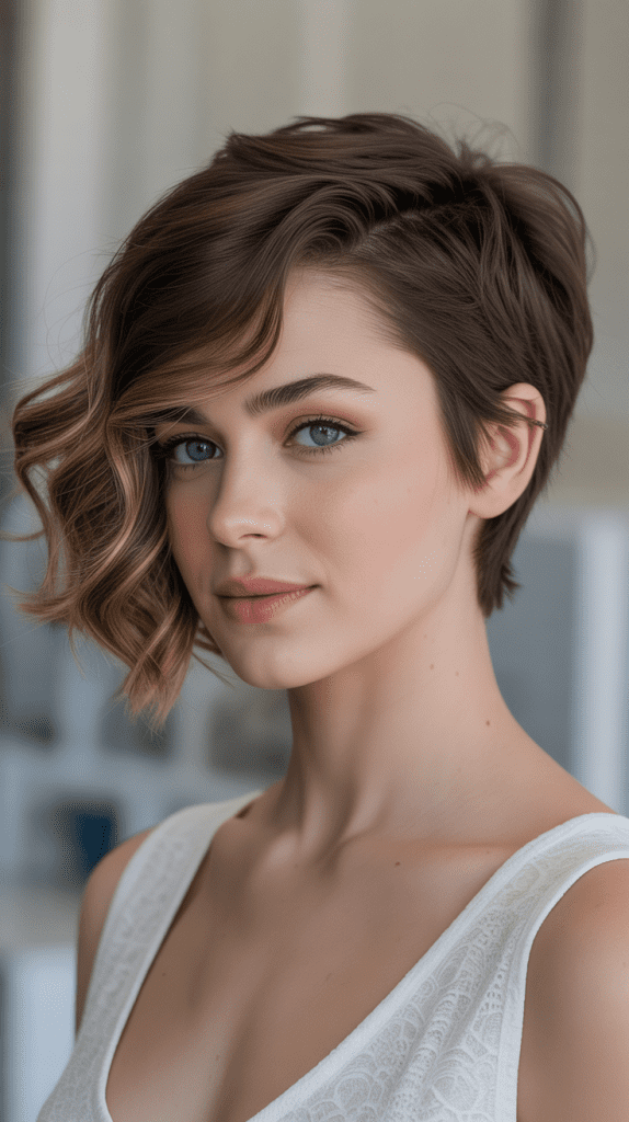 Wavy Pixie with Side-Swept Fringe