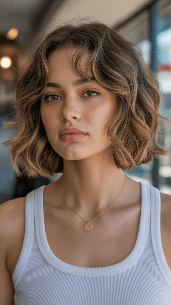 Beach Wave Bob with Curtain Bangs