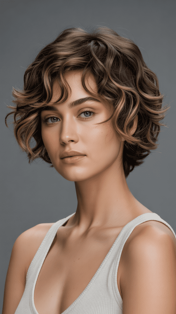Short Wavy Crop with Textured Fringe
