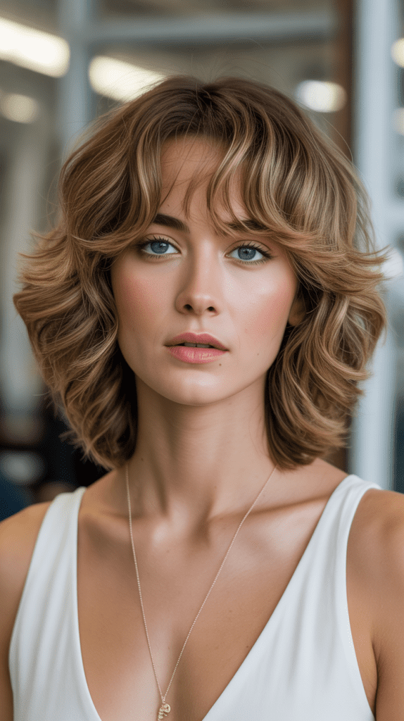  Wavy A-Line with Piece-y Bangs