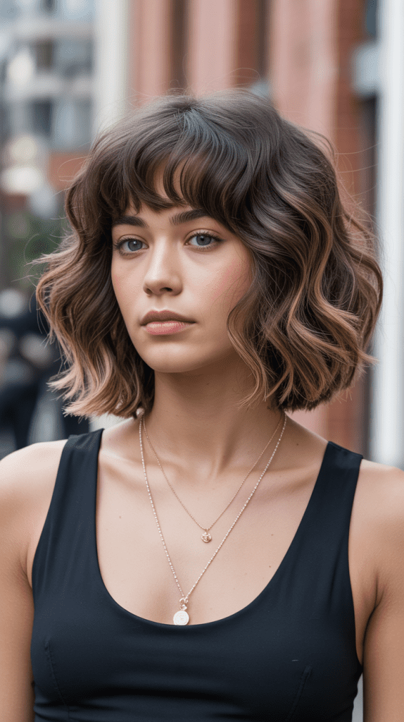 Wavy Lob with Graduated Fringe