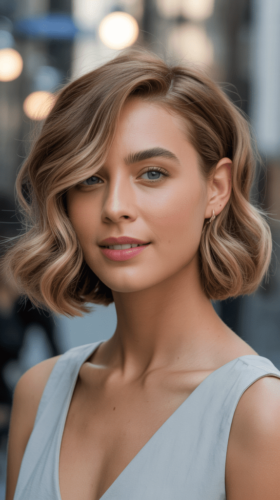 Wavy A-Line Bob with Side Bangs