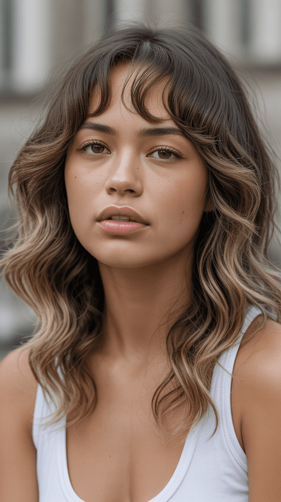 Beachy Waves with Baby Bangs
