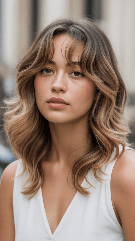 Beach Waves with Wispy Side Bangs