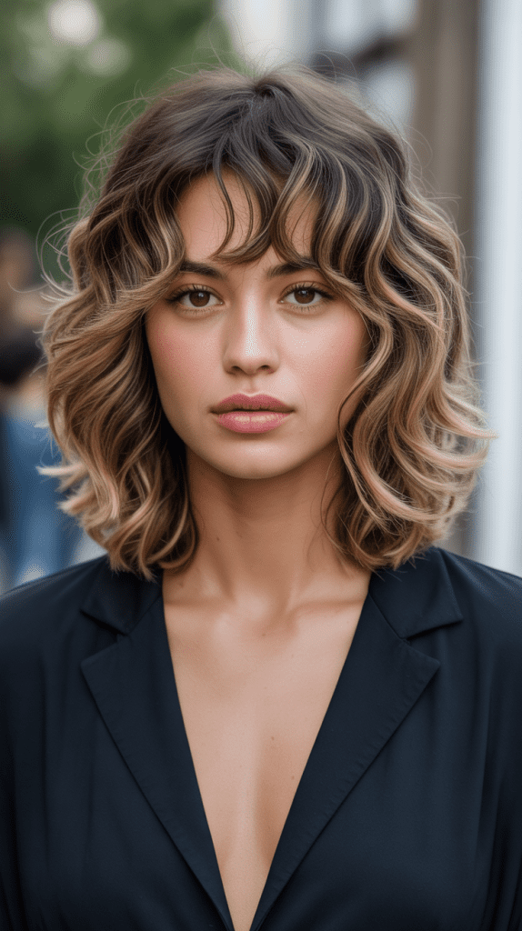 Medium Wavy Cut with Graduated Bangs