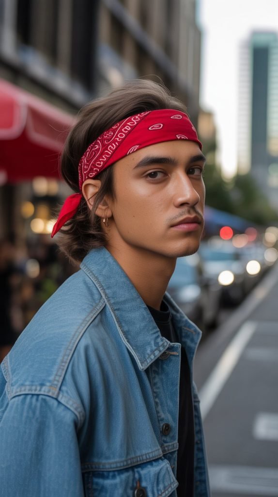 Side-Swept Bandana Look