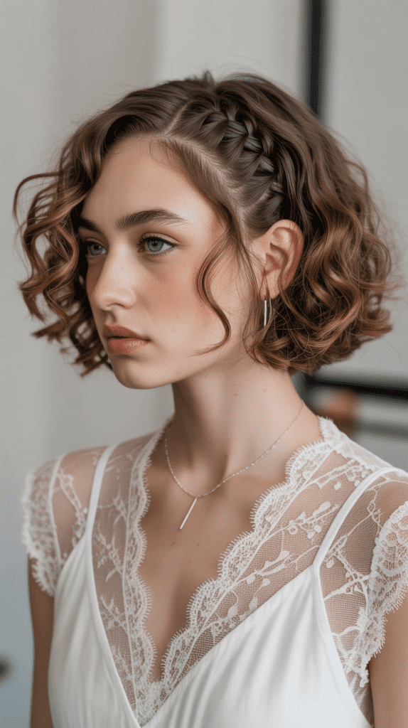 Lace Braid Edge Curly Bob