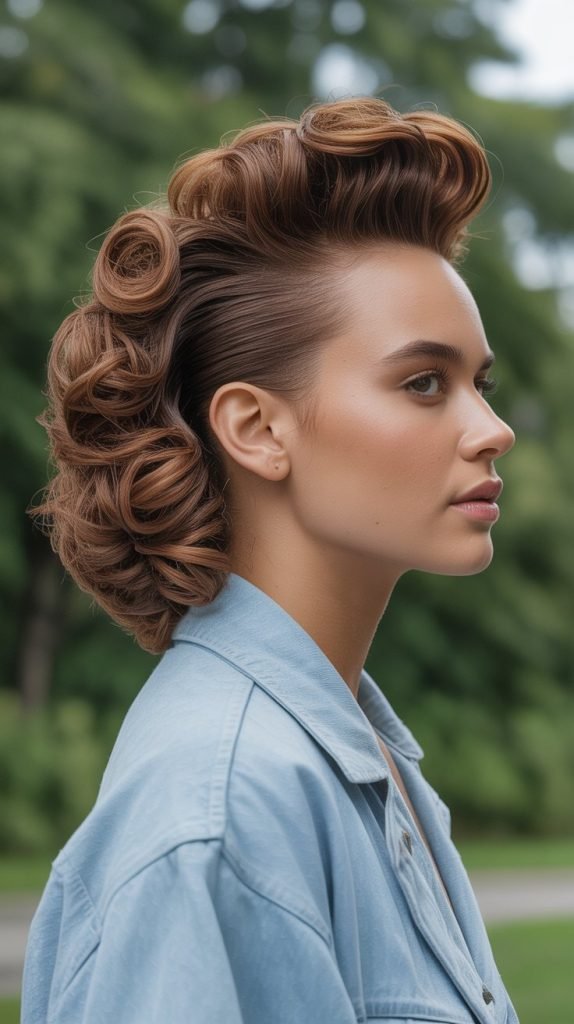 . Curly Pompadour Cuts