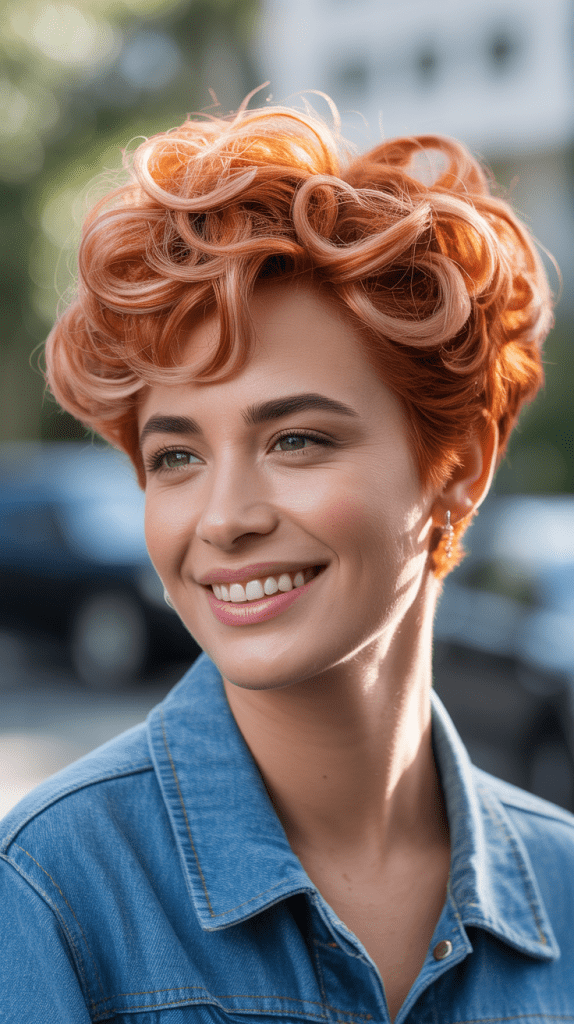 Curly Pixie with Highlighted Spirals