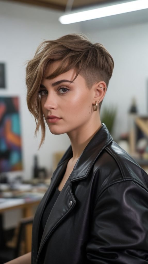 Asymmetrical Pixie with Razor Bangs
