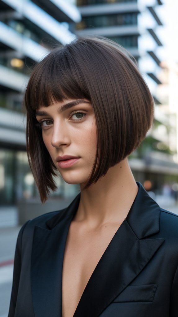 Asymmetrical Bob with Angled Bangs