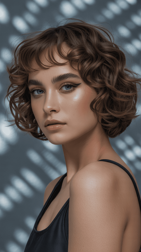 Curly French Bob with Micro Bangs