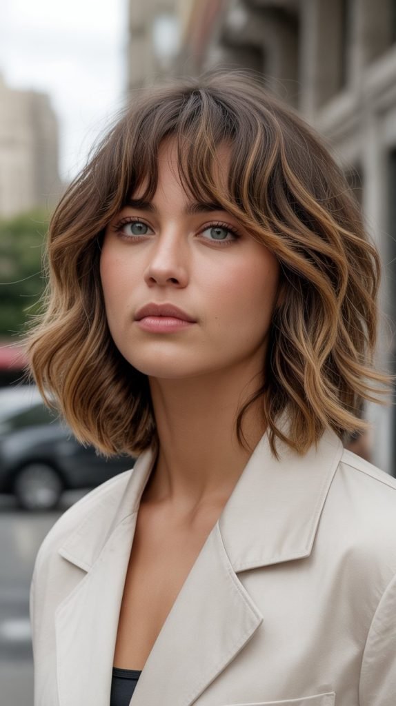 Textured Bangs with Messy Lob