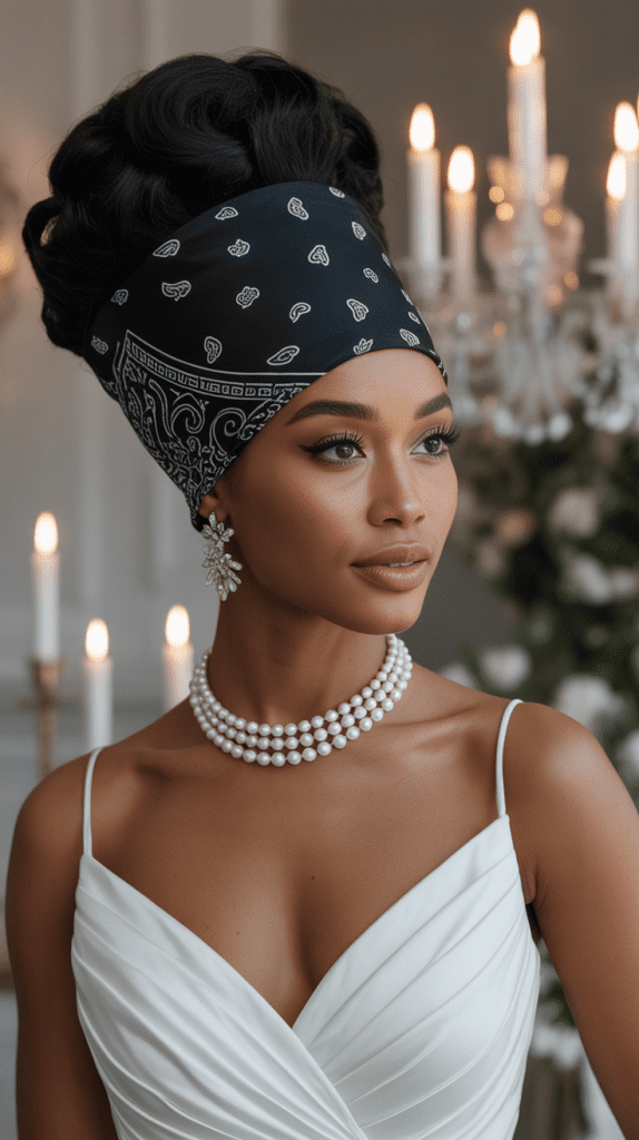 Elegant Updo with Bandana Foundation
