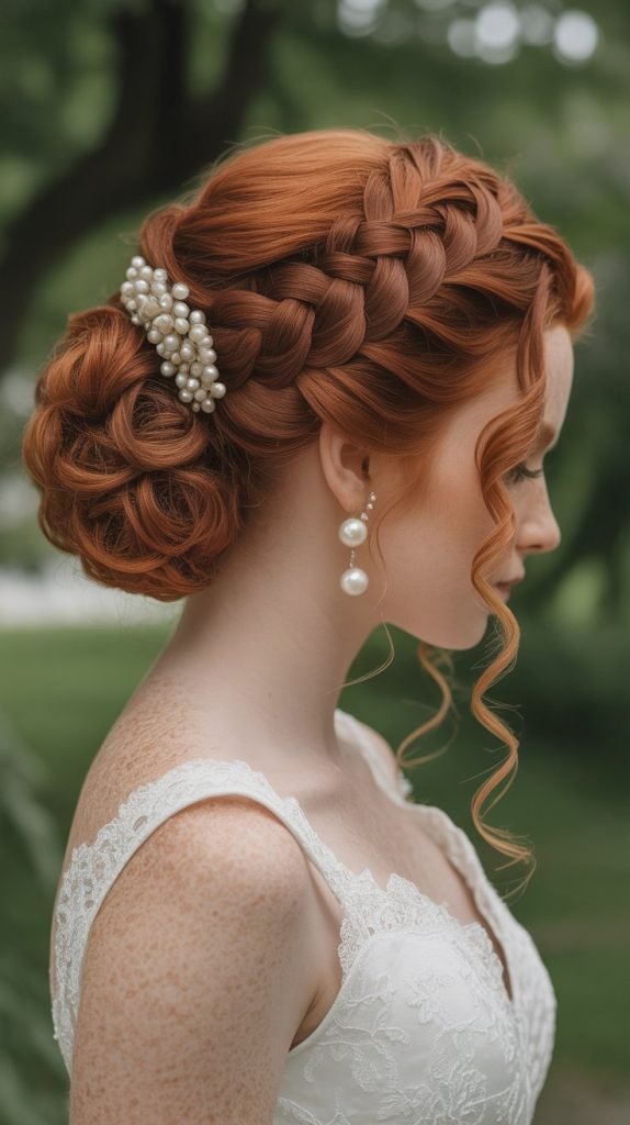 Braided Side Bun with Curly Accents