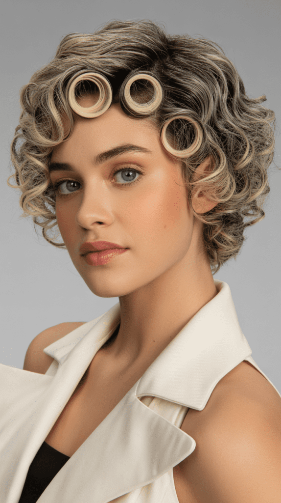 Curly Pixie with Pin Curl Details