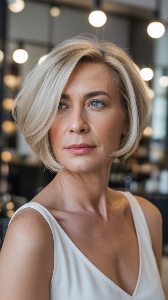 Asymmetrical Bob with Deep Side Part