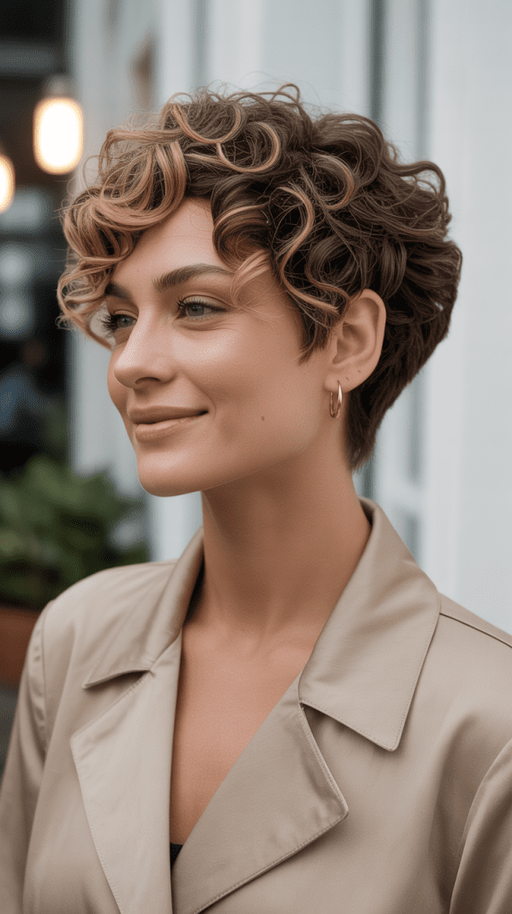 Tapered Curly Pixie with Natural Volume