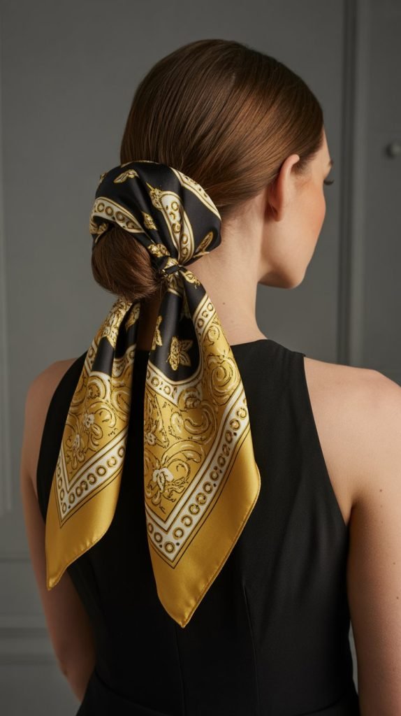 Low Chignon with Bandana Detail