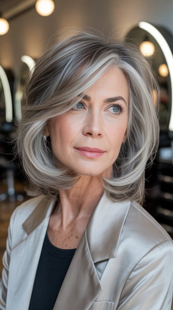Layered Long Bob (Lob) with Face-Framing Highlights