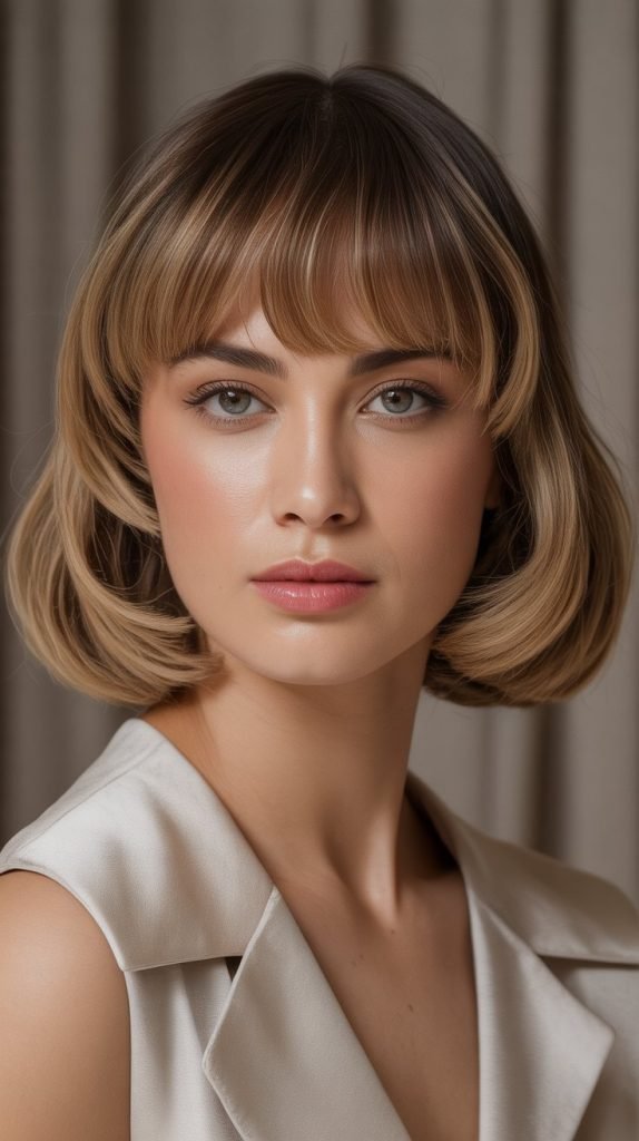 Curved Bangs with A-Line Bob