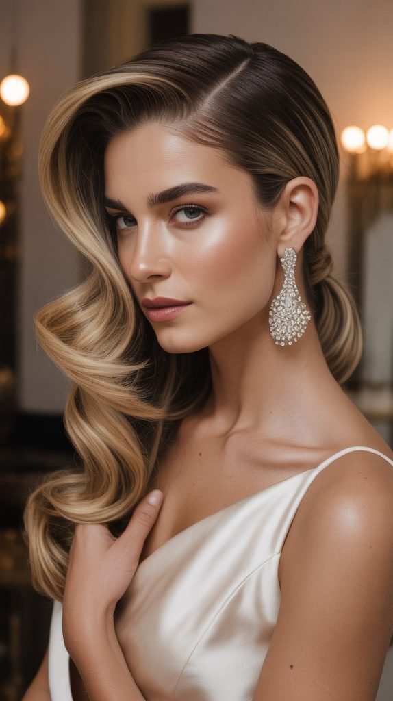 Side-Parted Low Ponytail