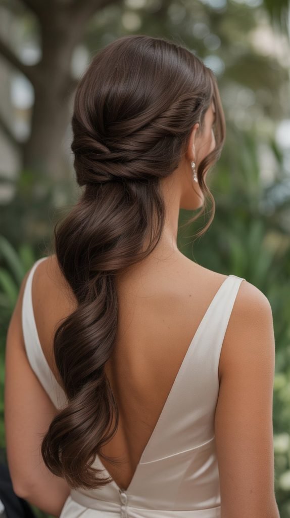 Deep Brown Twisted Updo