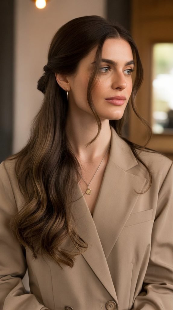 Mocha Brown Half-Up Twist