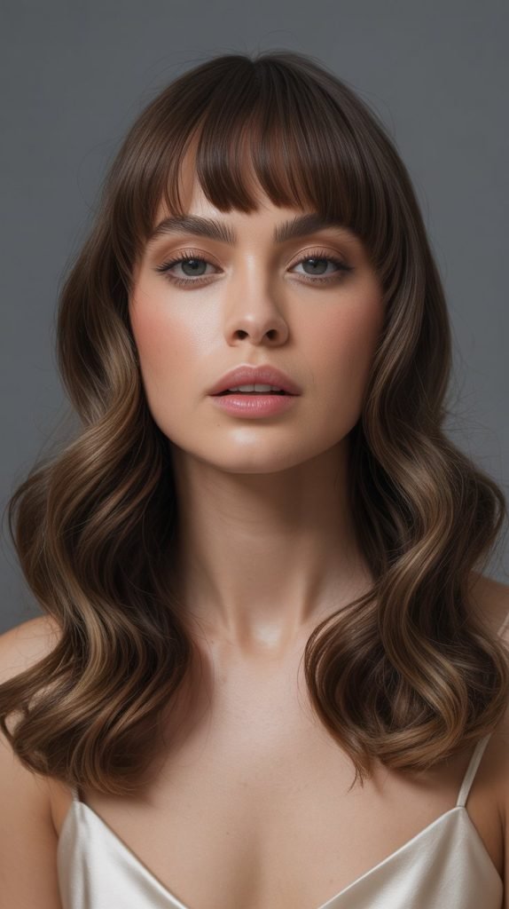 Straight-Across Bangs with Loose Waves