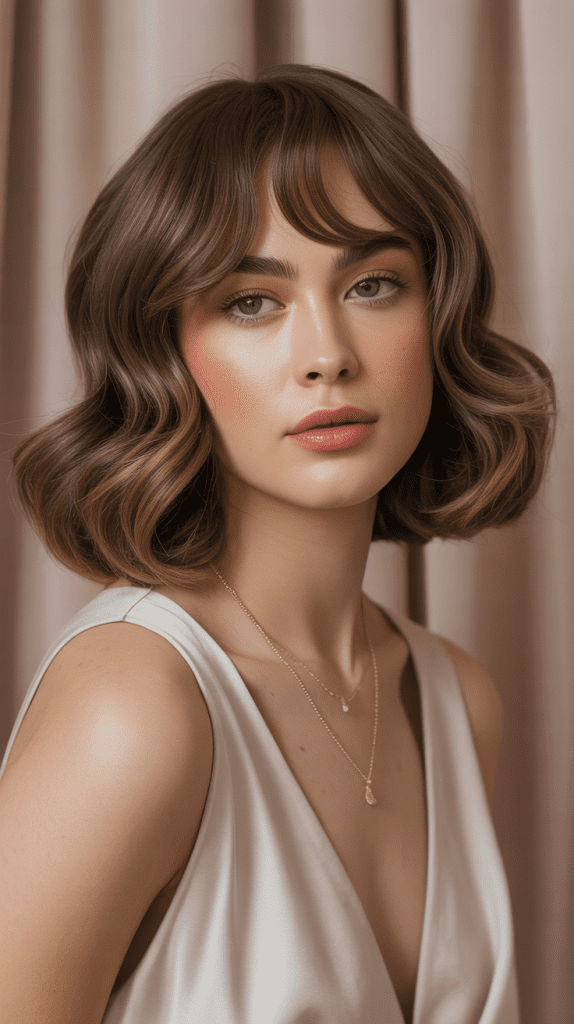 Rounded Bob with Soft Curtain Bangs